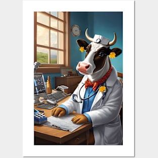 Doctor cow in her clinic Posters and Art